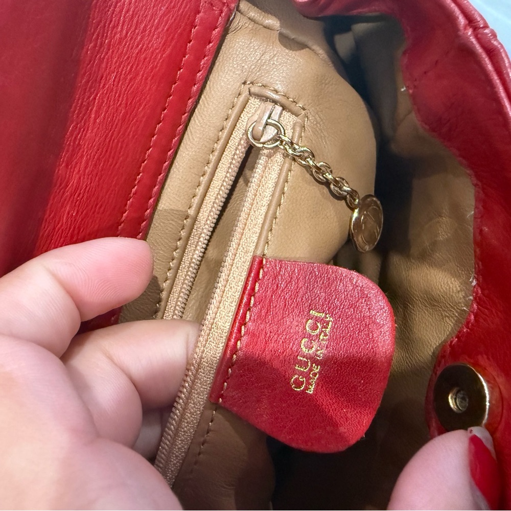 Gucci bamboo Red Leather mini Handbag - Picture 9 of 10